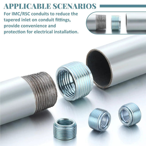 25 Pack Reducer Threaded Bushings Three Quarters Inch To One Half Inch Galvanized Steel For Electrical Conduit Connections