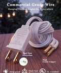 Commercial grade wire with dual fuse for Outdoor String Light Set G40 100 Feet With 105 Edison Glass Bulbs on wooden surface