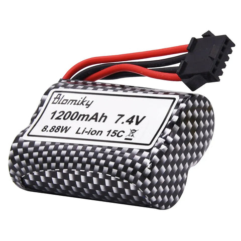 2 Pack 7.4V 1200mAh LiIon Rechargeable Battery With SM5P Plug And USB Cable For TX123 RC Boat R208 Replacement BeefedUp Power Pack