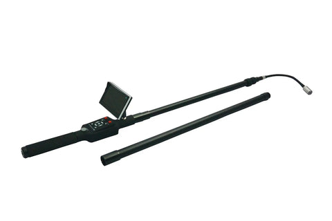 Slick Heavy Duty Telescopic Video Inspection Camera With Built In Dvr Recording And Bright Five Inch Lcd Screen, showing the device with poles and screen.