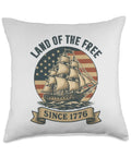 Patriotic Sailboat Throw Pillow For 4th Of July, Red White And Blue USA Pride Decor, Independence Day Cushion with sailboat design