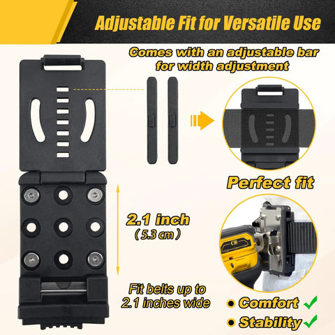 Drill Belt Clip Holster for Cordless Drill Driver and Tape Measure Quick Access on Belt fits up to 2.1 inches wide adjustable bar