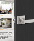 Keyed Entry Lever Lock for Exterior Doors, Reversible Handle on front and back door settings, Satin Nickel Finish