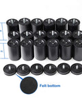 12 Inch Adjustable Bed Legs Replacement Screw In Sets With Felt Bottoms compatible M8 M10, showing thick black risers with measurements.
