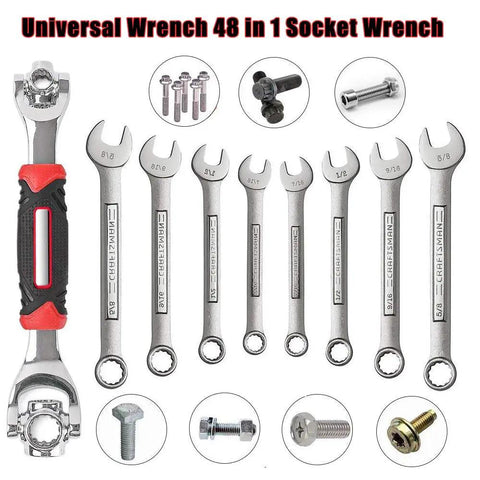 52 In 1 Socket Wrench Kit With 360 Degree Rotating Head For Home And Auto Repairs, multiple wrenches and attachments
