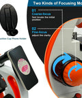 Metal Body Compound Microscope For Students With Dual LED Illumination 40X To 2000X Magnification focusing knobs detail
