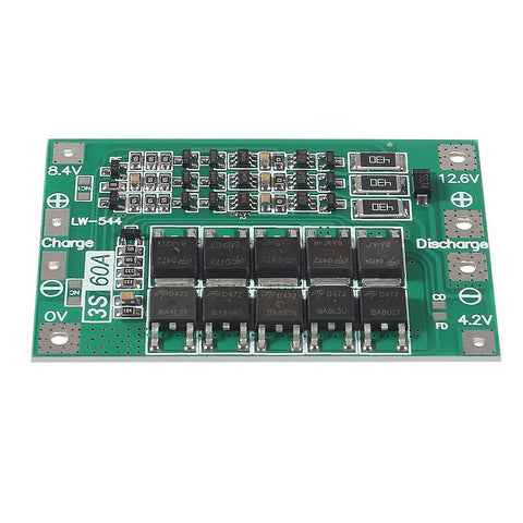 Top Notch 2 Pack 3S 60A BMS Protection Board 12.6V Lithium Battery Balance Charger Module with circuits for power tools.