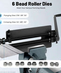 Bead Roller Machine For Sheet Metal Hand Crank 12 Inch Roller With 6 Dies 18 Gauge on metal bench with flanging and crimping dies
