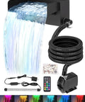 Outdoor Waterfall Kit With LED Lights And 880 GPH Pump 12 Inch 304 Stainless Spillway Filter Media Included Water Pump For Garden Backyard Pool Fountain And Water Feature