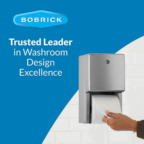 Surface Mounted Dual Roll Toilet Paper Dispenser In Satin Stainless Steel, ADA Compliant, Holds Two Standard Rolls, Theft Resistant