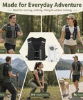 Collage of runners and hikers wearing No Bounce Hydration Vest For Running With 2L Bladder And 500ml Soft Flask in outdoor settings.