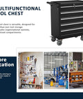 Heavy Duty 5 Drawer Metal Rolling Tool Chest With Wheels, Locking Storage Cabinet For Garage, Workshop, And Warehouse, Alloy Steel Construction Pro Grade With Powder Coated Finish, Mobile Toolbox in black