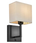 Set Of 2 Modern Fabric Wall Sconces In Black Finish Hardwired Wall Mount Lamps With Switch E26 Socket Up To 60W Indoor Use