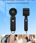 Turbo Handheld Personal Fan With 12,800 RPM Power, 7-Blade High-Speed Portable Mini Fan with size dimensions and compact design