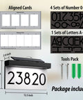 Diagram showing Solar Powered LED Address Sign With Three Color Lighting Personalized House Number Plaque For Outdoor Use.