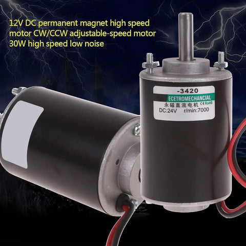 Industrial Grade 30W High Speed Permanent Magnet Motor With Reversible CWCCW Gear For Diy Candy Floss Machines And Small Cutting Tables close-up of 12V DC motor.