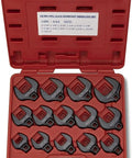 Crowfoot Wrench Set 1/2 Inch Drive SAE Jumbo Size 1-1/16 to 2 Inch Cr-Mo 14 Piece in red carrying case for heavy machinery