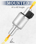 Heavy Duty Diesel Heater Fuel Pump For 2KW 5KW 8KW Parking Heaters 12V 24V displayed at a 45° angle with connector.