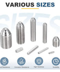 Various sizes of Heavy Duty Ball Point Set Screws M5x6mm 304 Stainless Steel for industrial applications