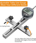 Digital Dial Indicator Table Saw Gauge with adjustable nuts and chamfered groove rod for precision alignment