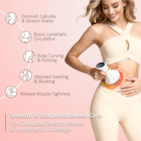 Premium Lymphatic Drainage Massager For Body Shaping With Microcurrent, Vibration, Light And Heat Therapies on abdomen