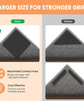 Comparison of No Slip Rug Corner Grips 4 Pcs For Hardwood Floors And Tile showing larger adhesive patch enhancing grip.