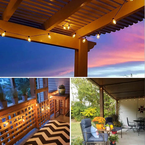 Outdoor String Lights 200 Feet IP65 Waterproof 104 Shatterproof ST38 LED Bulbs Warm 2700K For Patio Backyard Garden Energy Efficient