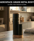 Wirsh Geimori T38 Plus Portable Electric Burr Coffee Grinder With Stepless Conical Burrs for Espresso, showcasing sleek metal body.
