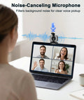 Pro Grade 2K Webcam For Pcs Featuring Warm Led Ring And Punchy Dual Mic Plus Handy Privacy Slider For Daily Work From Home Hustle And Butter Smooth Calls With Zero Hassle Setup Every Single Time You Log On showing a clear video call with noise-canceling mic.