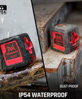 Pro Grade Self Leveling Laser Level With Green Cross Line, 100 Ft Range, Four Brightness Modes, IP54 waterproof.