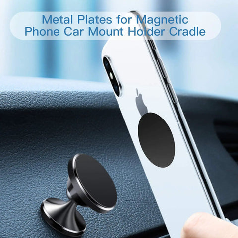 10 Piece Universal Magnetic Car Phone Mount Metal Back Plates In Matte Black on phone for strong grip and safe install.