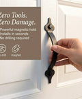 Hand installing Garage Handle And Hinge Magnets Set Of 6 For Steel Doors Decorative Magnetic Hardware on white door