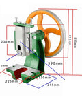 Shop Ready Heavy Duty Manual Arbor Press featuring industrial handwheel operation, solid cast iron base, and detailed measurements.