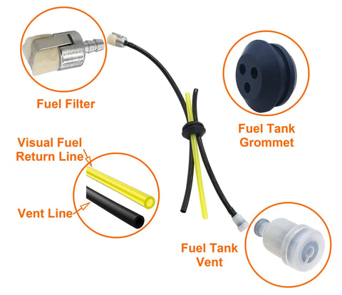 3 Hole Fuel Line Gas Tank Grommet 21mm ID Replacement For Trimmer And Power Blower Series with fuel lines and components