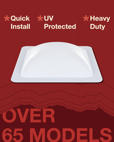 Rugged RV Skylight Dome 33.5 x 17.5 Inch Smoke Tint Thick Impact Resistant Polycarbonate Flange 37.5 x 21.5 x 4 Inches