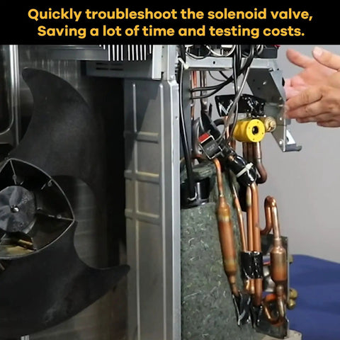 Using the Go-To Solenoid Valve Magnet Tool Handy Troubleshooter Magnet Lift 18 mm Plunger on industrial valves for quick repairs.