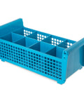 Blue Perma-Sil Polypropylene Flatware Basket For Commercial Kitchens, 8-Compartment Dishwasher Rack Organizer, NSF Listed, Pack Of 6