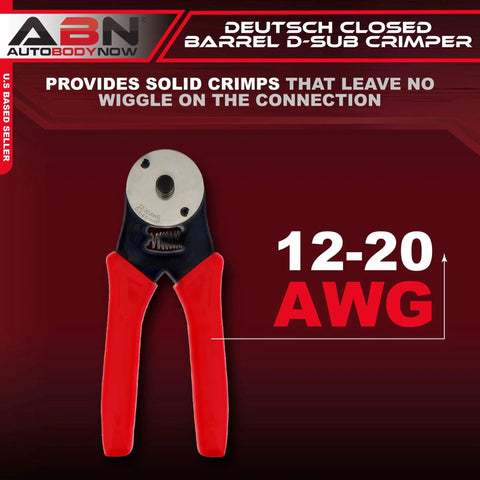 Deutsch Closed-Barrel D-Sub Crimper for 12-20 AWG with Ratcheting Action, Heavy-Duty Crimp Tool for Automotive, Trucks, Motorcycles and Equipment, Ideal for Closed-Barrel D-Sub Contacts