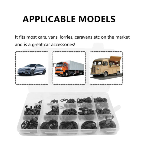 400 Piece Car E Clips Kit With Alloy Steel Retaining Rings External Snap Rings In 10 Sizes for Auto Repair and Maintenance