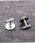 Cross Cufflinks Titanium Steel For Men Black Decorative Shirt Fasteners With A Sharp All Day Shine For Business Wedding Formal Wear And Everyday Dress Up 1 Pair on grey surface