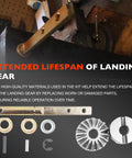 Power Landing Gear Repair Kit For 5th Wheel RV Lead Leg Fits Power Landing Gear Assemblies shown with gear parts and tools.