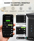 Man using smartphone app to manage Badass High Capacity Portable Power Station Delivering Lightning Fast Solar Recharge And Reliable Juiced Backup For Home Outages Extended Weekend Getaways.