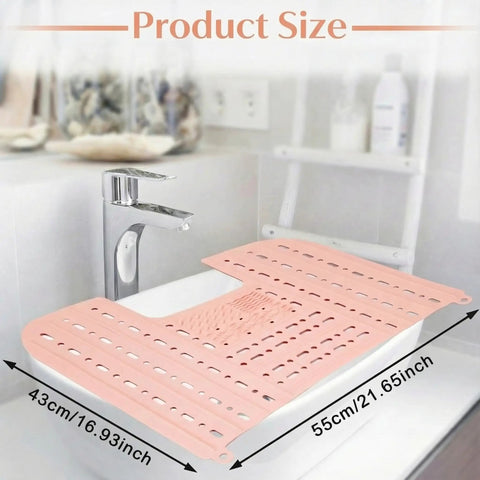 Foldable Silicone Sink Cover Is A Total Gamechanger For Keeping Your Bathroom Counter Crisp As It Acts Like A Waterproof Makeup Organizer That Shuts Down Water Spills And Secures Your Daily Beauty Gear From Moisture Damage At Home