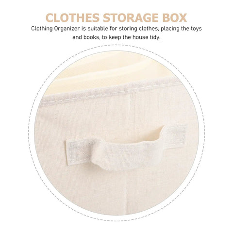 Beige Linen Cotton Seven Grid Folding Clothes Organizer Box Durable Closet Storage Bin For Tidy Wardrobe Vibes close-up view showing handle.