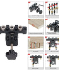Three In One Pocket Hole Jig Kit For Woodworking Aluminum Alloy Round Dowel Drill Guide High Strength Durable Drill Locator For Furniture Assembly Includes Large Steel Clamping Screw For Stable Precise Holes with assembly instructions.