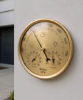 All In One Indoor Outdoor Barometer Thermometer Hygrometer Weather Station For Home Office And Fishing gold-mounted on wall