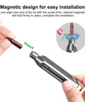 Slick Titanium Pocket Screwdriver Featuring Ten Versatile Bit Sizes Magnetic Repair Multitool And Precision EDC Gear, demonstrating magnetic bit insertion.
