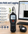 Pro Grade Digital Light Meter Lux Meter With Detachable Sensor 0 To 200000 Lux Range, with PC logging and display