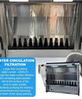 Rock Solid Waterfall Airbrush Spray Booth Delivers Hella Clean Airflow Through Advanced Water Curtain Filtering Paired With Responsive Gesture Panels And Crisp Led Illumination, showcasing water circulation filtration.
