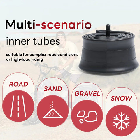 Self Sealing And Self Healing 20x4.0-4.5 Fat Bike Inner Tube With AV32mm Schrader Valve for multi-scenario cycling.
